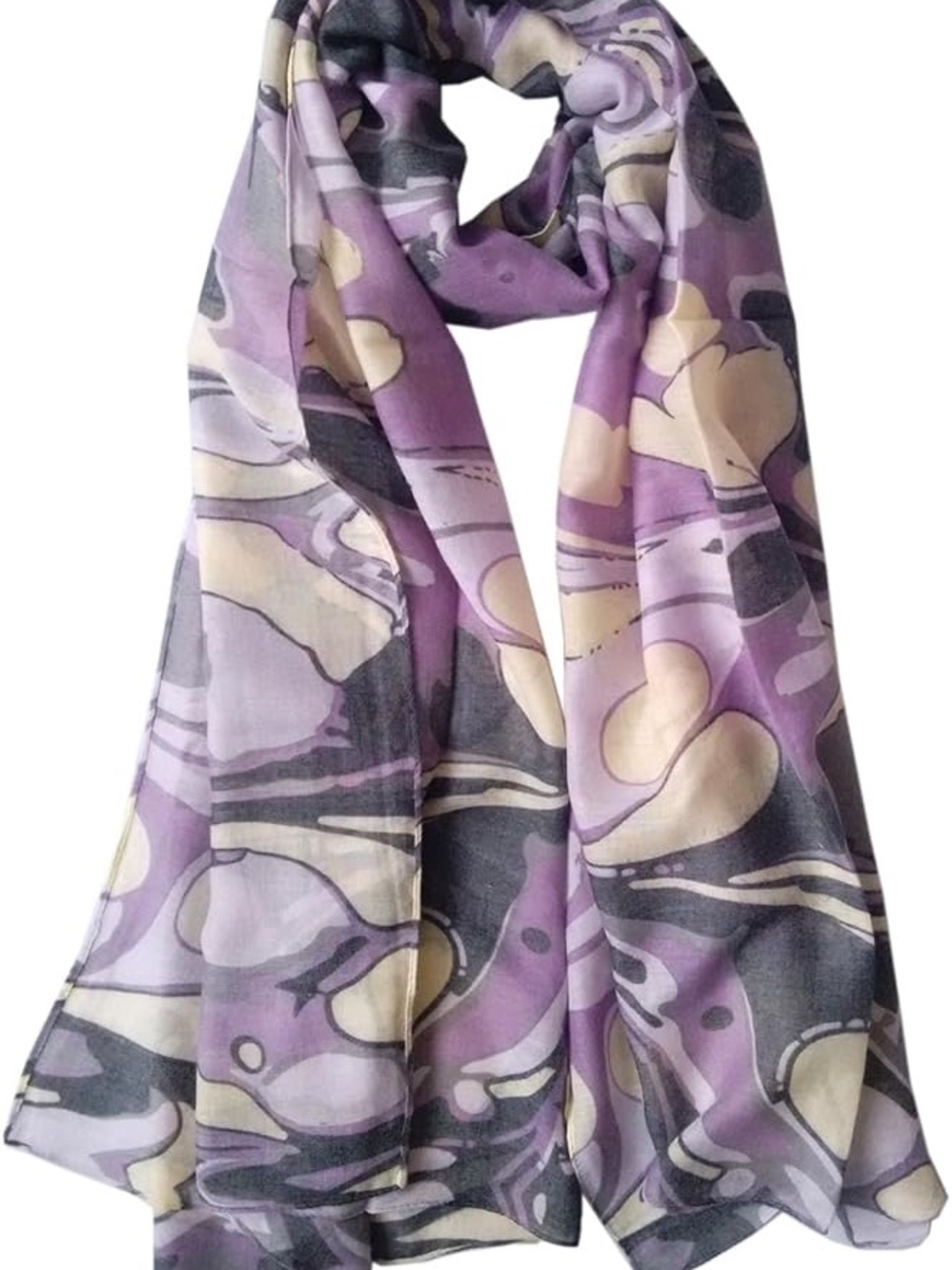 Purple Abstract Print Lightweight Women's Scarf 70x36